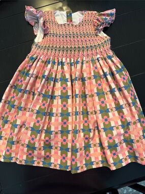 Pink Floral Smocked Casual Dress for Girls